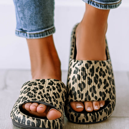 Black Print Thick Sole Slip On Slippers