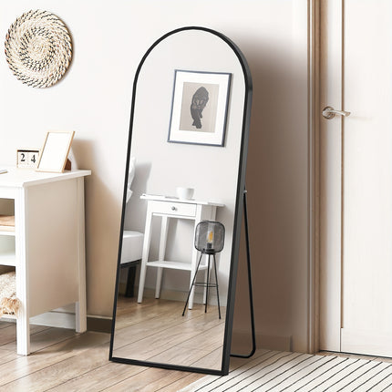 64"x21" Black Arched Full Length Mirror, Standing Leaning or Mounted Hanging Wall Mirror for Bedroom,