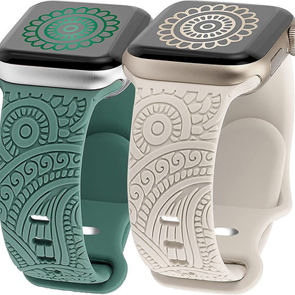 Laser Carved Embossed Cashew Printed Silicone Strap