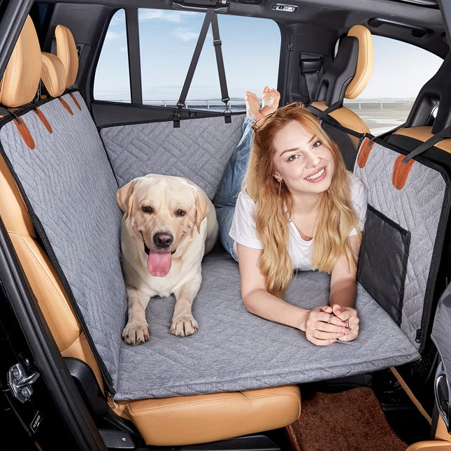 Heavy Duty Pet Car Seat Pad, Car Travel Bed For Dogs, Gray, Car Seat Cushion For Dogs, Dog Travel Hammock For Car Christmas Gift