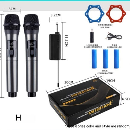 Household Wireless One-drag Two Moving Coil Microphone