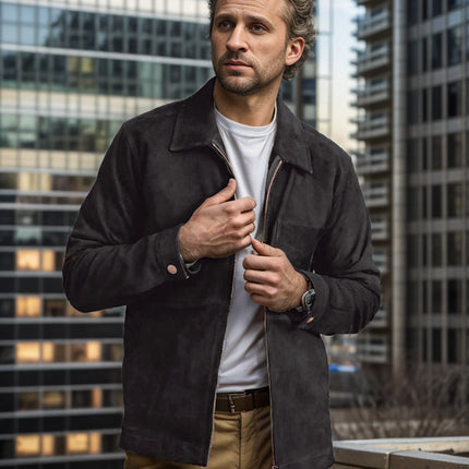 Simple Men's Suede Fabric Jacket Solid Color Fashion City