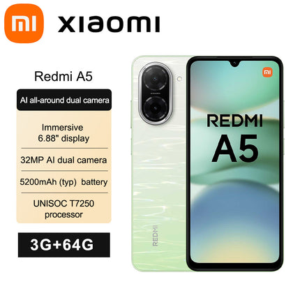 Xiaomi Redmi A5 3GB+64GB Smartphone 6.88" Large Screen Display 32MP Main Camera 5200mAh Battery