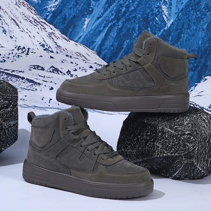 2025 New Men'S High-Top Shoes | Classic Grey Winter Boots, Comfortable Warm Soft Lining, Casual Style