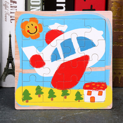 Large Wooden 9-piece Flat Puzzle Toy For Children