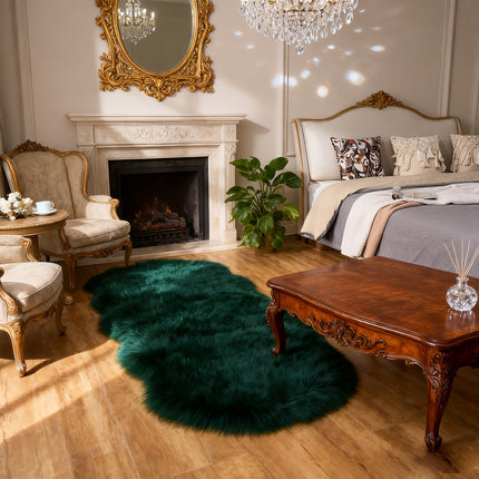 Soft and Fluffy Sheepskin Carpet - Non-slip Artificial Fur Carpet for Bedroom, Living Room and Game Room