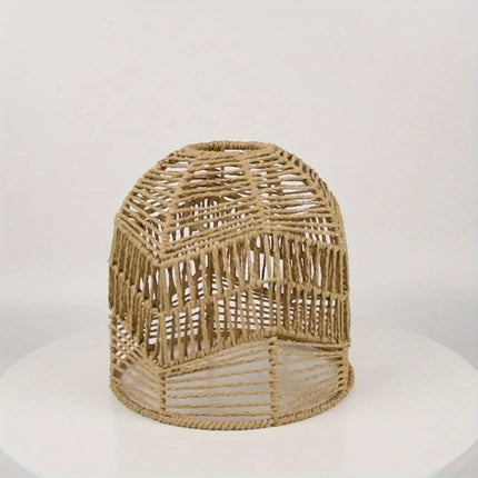 Handwoven Paper Rope Chandelier Lampshade - Rustic Farmhouse Lighting Fixture