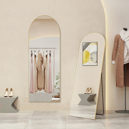 Full Length Mirror, Full Body Mirror With Stand, Hanging Or Leaning For Wall, Aluminum