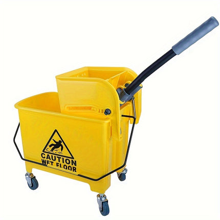 Mop Bucket with Wringer and Wheels, Removable Water-Separation Panel, No Electricity Needed