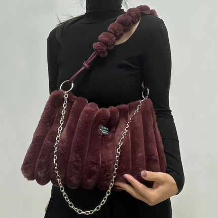 Detachable and Adjustable Strap, Tie-Dye Plush Feel, for Women, Zippered Large Bag
