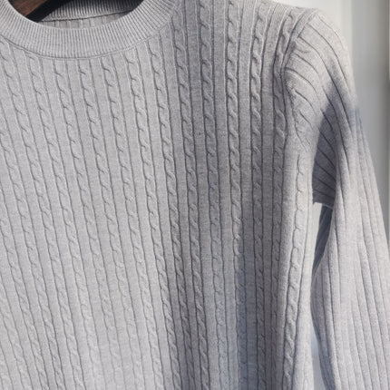 Round Neck Knitted Sweater Twisted Flower Slim Fit