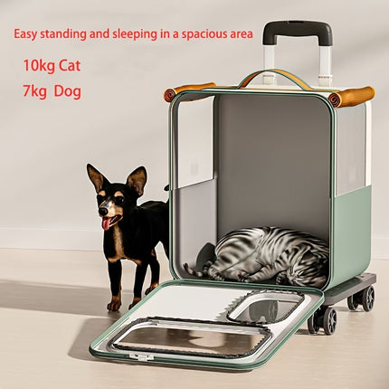 Pet Rolling Suitcase with Five Silent Wheels, Anti-Slip And Shockproof Cat Carrier
