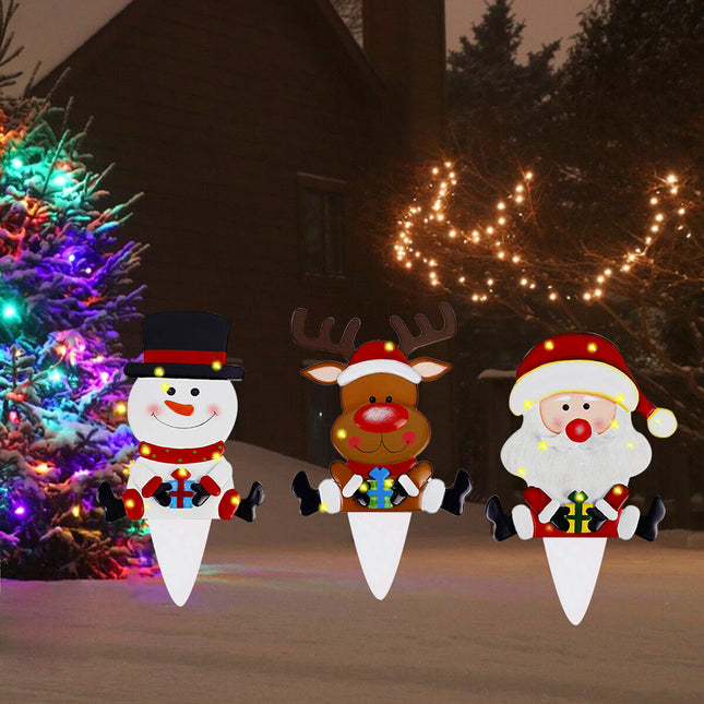 Christmas Scene Decoration With LED Lights Snowman Elk