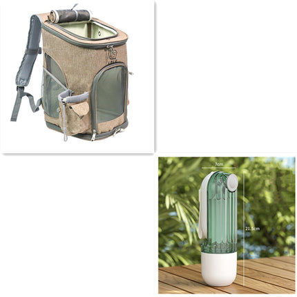 2 In 1 Pet Water Cup Segment Design Green Dog Walking Portable Drinking Cup