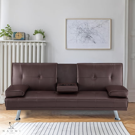 Futon Sofa Bed, Convertible Couch Bed Loveseat, Modern Futon Recliner Sleeper, Small Lazy Futon