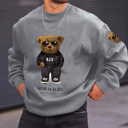 STAY WILD Print Trendy Sweatshirt, Men's Casual Graphic Design Crew Neck Pullover Sweatshirt for Fall Winter