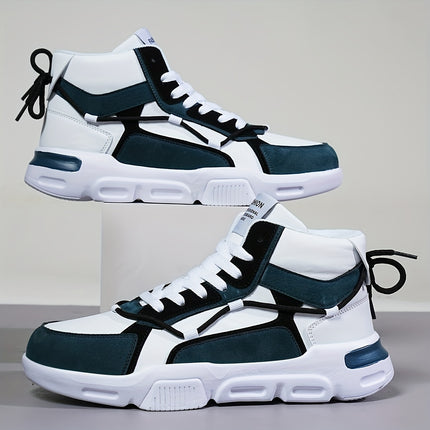 Men'S Color-Blocking High-Top Sneakers with Front Laces for Skating And Sports.