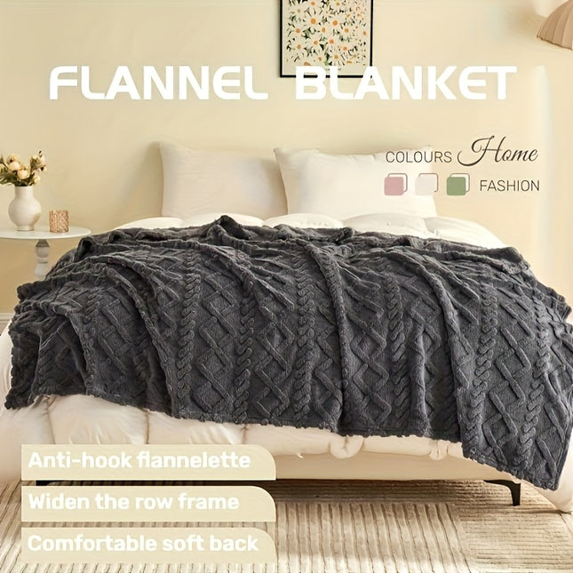 1pc Luxurious Fleece Blanket - Ultra-Soft 3D Plush with Dense Weave for Exceptional Warmth
