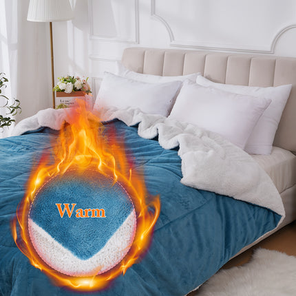 1pc Solid Color Thick Soft Comforter Lamb Quilt, Ultra Breathable All Season Cover Quilt Double-Sided,