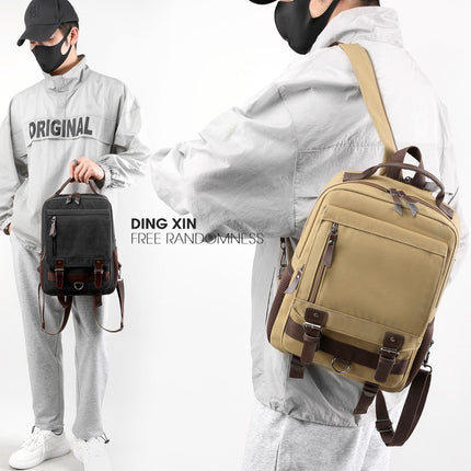 Men'S Backpack  New Washed Canvas, Dual Shoulder Straps, Multifunctional Retro Laptop Backpack,