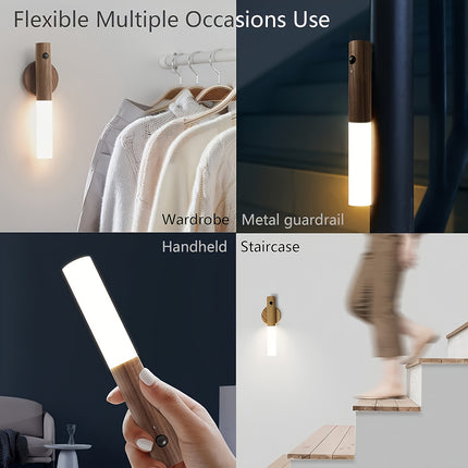 2pcs/3pcs Smart Motion Sensor Night Light, Rechargeable Magnetic Wall LED Lamp