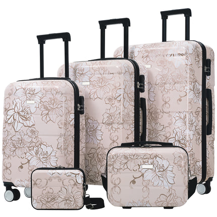 Luggage Sets New Model PC 5pcs, Hardside Lightweight Durable 20' 24' 28' Suitcases  with 8' 14' Cases, Suitcase with Lock Spinner Wheels