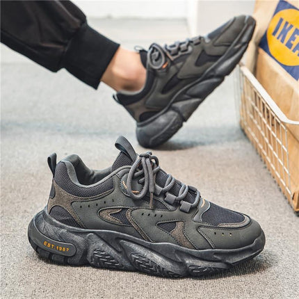 Men's Platform Sneakers - Breathable Mesh Lightweight Running Shoes with Thick Cushioned Sole