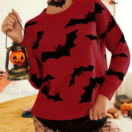 Fashion Women's Wear Long Sleeve Halloween Brocade Sweater Knitted