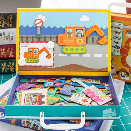 Magnetic Puzzle Children's Puzzle Magnetic Stickers Toys Wooden