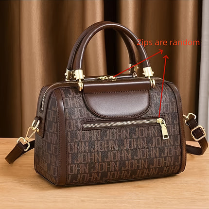 Designer-Inspired Boston Handbag for Women, Large Capacity Shoulder Bag with Zipper Closure