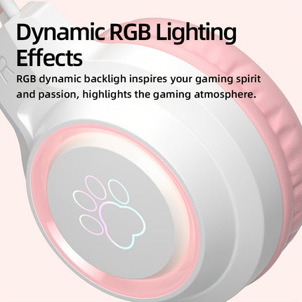 Esports-Pro Wired Gaming Headset Compatible for PC/Laptop Wired Over-Ear Headphones with Detachable Cat