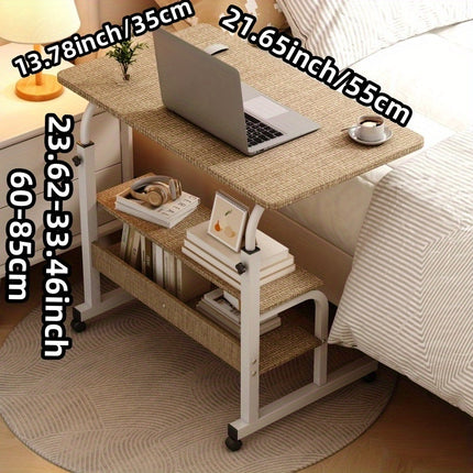 Adjustable Height Rolling Hospital Bed Desk - with Locking Brakes