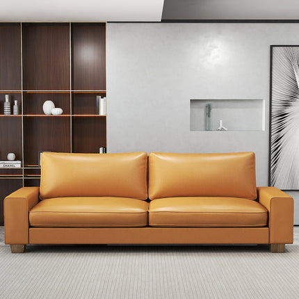 Leather Couch Modern Mid Century Faux Leather Couch, Loveseat Sofa with Wide Arm