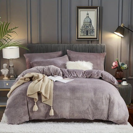 Winter Duvet Cover Set, Soft and Comfortable Milk Bedding Set Single 135x200cm Pillow 80x80cm Double Bed