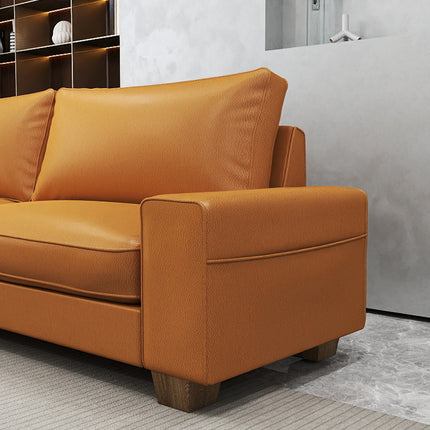 Leather Couch Modern Mid Century Faux Leather Couch, Loveseat Sofa with Wide Arm