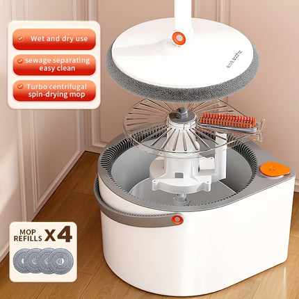 Wash Mop And Bucket Set, With Three Types Mop Heads, Household Rotating Floor Mop, Lazy Mop