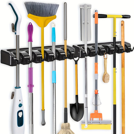 1pc Multi-Use Magic Mop and Broom Holder with Hanging Hooks - Space-Saving
