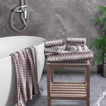 8 Piece Microfiber Towel Set, 4 Towels 2 Hand Towels 2 Bath Towels, Plaid Pattern Towel,