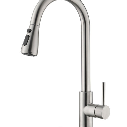 Single Handle High Arc Brushed Nickel Pull Out Kitchen Faucet,Single Level Stainless Steel Kitchen Sink Faucets with Pull Down Sprayer