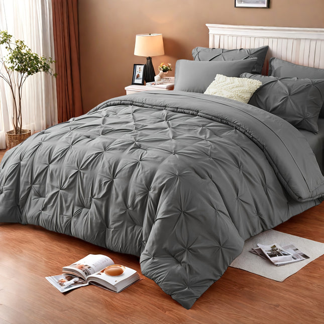 5/7pcs Luxury Bedding Set - Ultra-Soft Fluffy Fiber Fill, All-Season Queen Size Bed Comforter, Flat Sheet