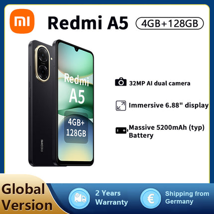 Xiaomi Redmi A5 Smartphone, 4+128G, 32MP Dual AI Camera, 5200mAh Massive Battery, Octa-core,