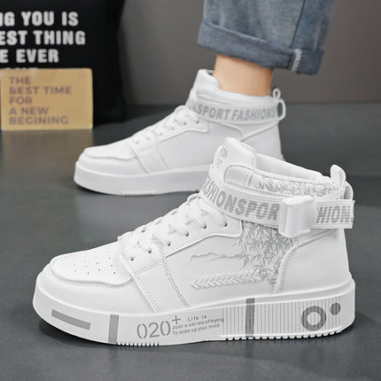 1 Pair of Men's Casual Sneakers, All-season High-top Skate Shoes for Students, YouthHoliday Gifts