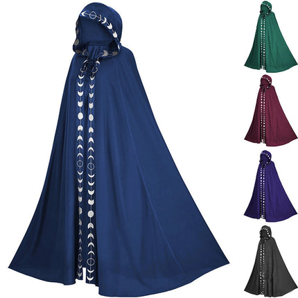 Hooded Cloak Medieval Renaissance 5 Color Printed Cloak Halloween Cosplay Costume