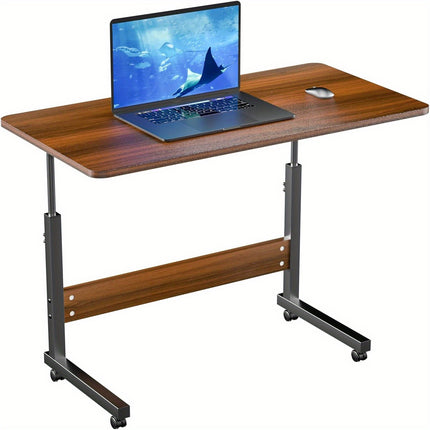 Adjustable Height Rolling Computer Desk with Wheels - 80.01cm x 39.24cm Compact Mobile Workstation