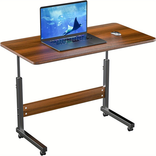 Adjustable Height Rolling Computer Desk with Wheels - 80.01cm x 39.24cm Compact Mobile Workstation