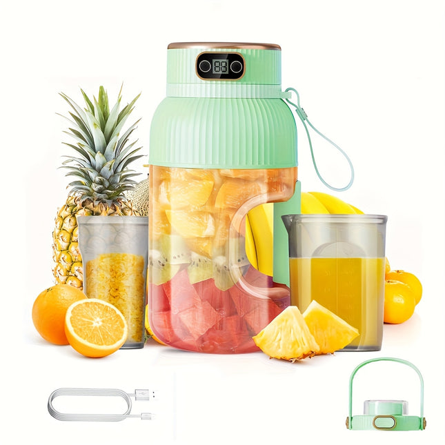 Juicer, Large Capacity 1200ml, with Straw and Type-C Charging Cable, 10-Blade Cyclone Design for Juice