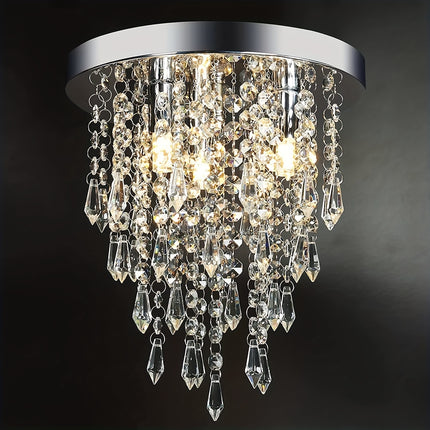 1pc Mini Crystal Flushmount Chandelier Fixture, Crystal Ceiling Lamp, Elegant Modern Flush Mount Ceiling Light