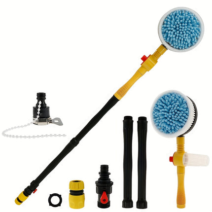 360° Spin Head Long Handle Auto Rotating Car Wash Brush Kit - Multifunctional