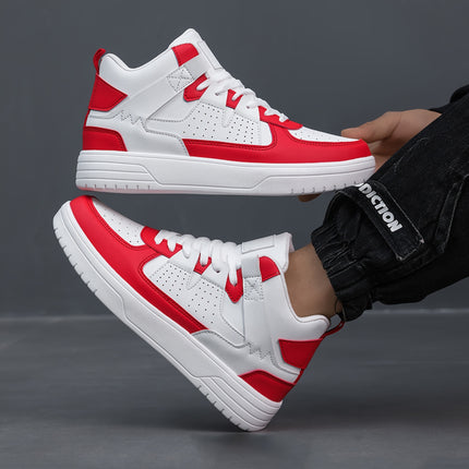 Men'S High-Top Lace-Up sneakers - Durable, Lightweight, Stylish Casual Sneakers in White,
