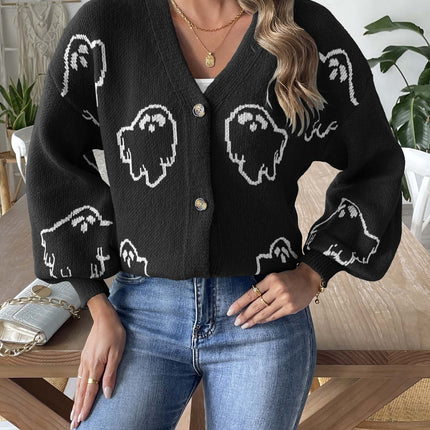 Halloween Sweater Coat Women's Loose Casual Button Sweater